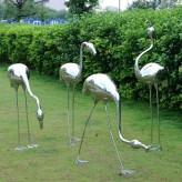 不锈钢园林雕塑 不锈钢镜面火烈鸟雕塑 草坪公园广场商场美陈落地摆件